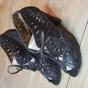 Vince Camuto Lazer Cut Booties,  Lace up, leather, size 8.5